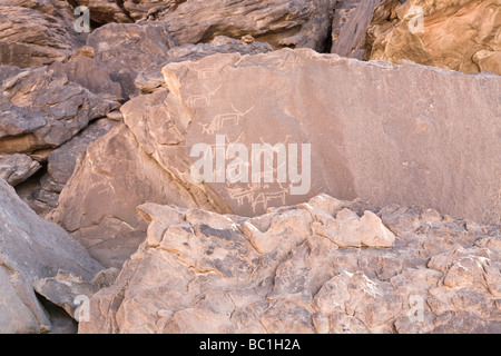 Rock-arte nel Deserto Orientale dell Egitto, Nord Africa Foto Stock