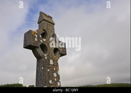 Celtic o alta croce di Abbazia Burrishoole vicino a Newport County Mayo Irlanda Foto Stock