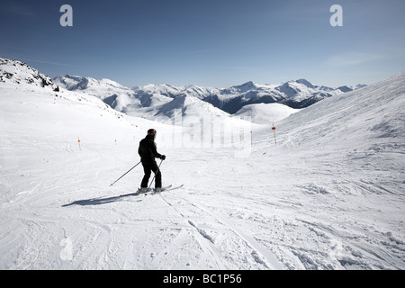 Sci la vasta e poco affollate piste su Whistler Mountain parte della sede per il 2010 giochi olimpici invernali in Canada Foto Stock