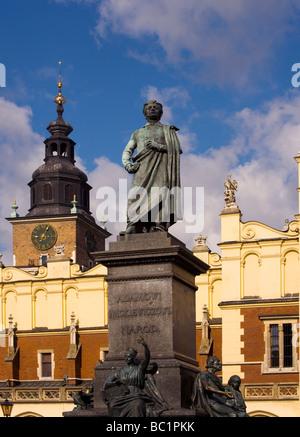 Polonia Cracovia Monumento al grande poeta polacco Adam Mickiewicz Foto Stock
