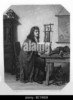 Christiaan Huygens, xvii secolo il matematico Olandese, astronomo e fisico, c1870.Artista: JH Rennefeld Foto Stock