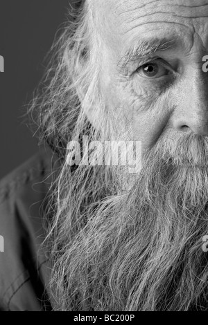 L'uomo anziano con la barba lunga Foto Stock