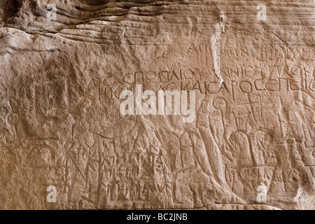 Rock-arte nel Deserto Orientale dell Egitto, Nord Africa Foto Stock