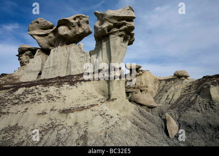 Hoodoo la formazione nella Bisti Badlands deserto nel nord-ovest del Nuovo Messico. Foto Stock