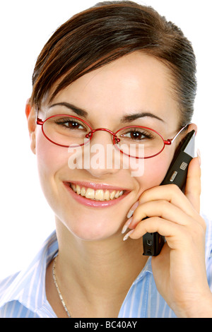 Telefoniert Geschaeftsfrau mit dem Handy business donna con mobile Foto Stock