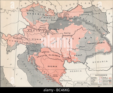 Mappa di Austria Ungheria nel 1878. Foto Stock