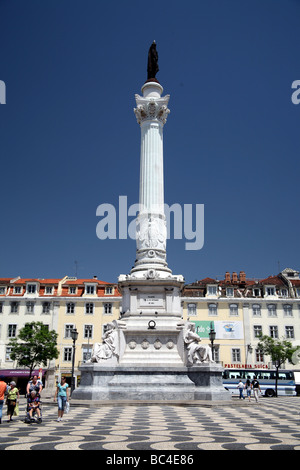 Piazza Rossio Lisbona Baixa Foto Stock