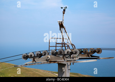 Paesaggio di Great Orme Funivia tralicci Llandudno North Wales.UK Foto Stock