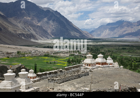 Vista da Diskit Gompa. Nubra Valley. Ladakh. India Foto Stock