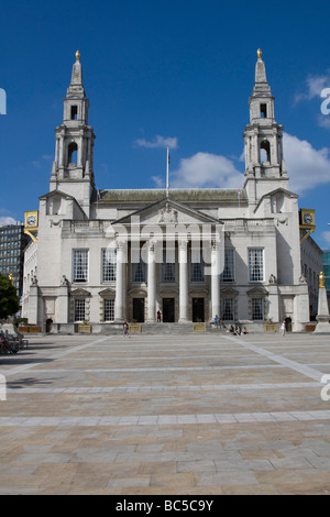 Leeds sala civica è un edificio civile alloggiamento Leeds City Council, situato in Millennium Square, Leeds, West Yorkshire, Inghilterra. Foto Stock