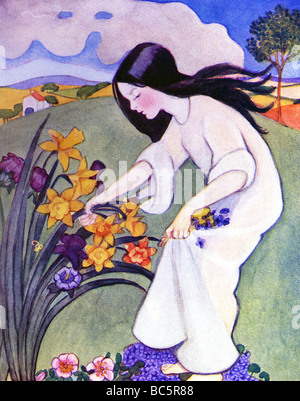 Persefone (Proserpina in latino) raccoglie i fiori appena prima, acorrding alla mitologia greca, Ade prende il suo Underworld.