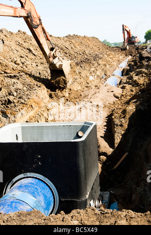 Tubo di acqua essendo prevista al Louis Clark regionale sistema acqua Costruzioni di pipeline sito in Sud Dakota Foto Stock