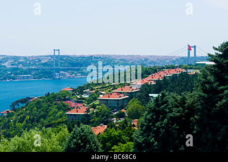 Turchia Istanbul vista da Ulus cafe ristorante sulle colline che si affacciano su Bosforo Golden Horn o Halic Corne d ' o Foto Stock