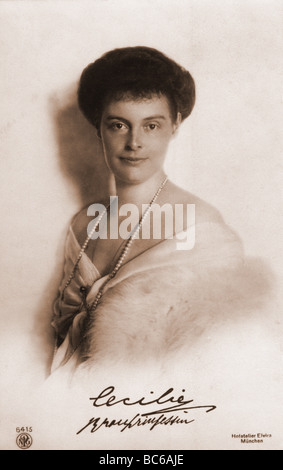 Cecilie, 20.9.1886 - 6.5.1954, Principessa ereditaria tedesca 6.6.1905 - 9.11.1918, ritratto, cartolina, Atelier Elvira, Monaco di Baviera, circa 1910, , Foto Stock