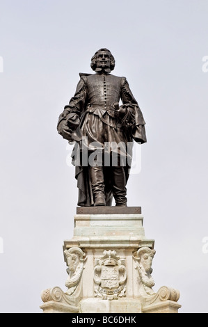 Statua di Samuel de Champlain, nella Vecchia Quebec City, in Canada Foto Stock