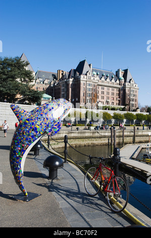 Fairmont Empress Hotel su James Bay interno del Porto Victoria Vancouver Island British Columbia Canada Foto Stock