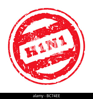 Usato red influenza suina timbro con H1N1 virus isolato su sfondo bianco Foto Stock