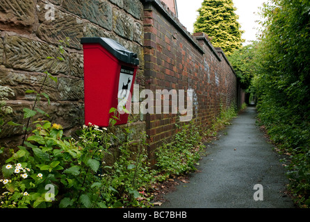 Un bidone per rifiuti del cane in un vicolo di via a Bromsgrove, Worcestershire, Regno Unito Foto Stock