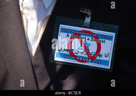 Hasidic rabbini Ebrei contro il sionismo in Israele Parade di New York City NKUSA Foto Stock