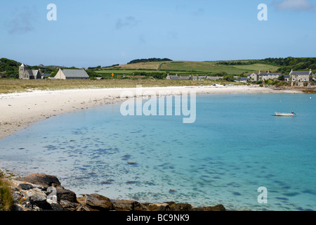 Verde spiaggia, Tresco Isole Scilly Cornwall Regno Unito. Foto Stock
