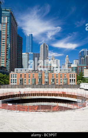 Sito in costruzione nel centro di Chicago Foto Stock