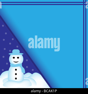 Pupazzo di neve con sfondo blu. Foto Stock
