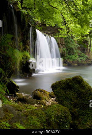 Sgwd Ddwli Uchaf cascata vicino Pontneddfechan nel Parco Nazionale di Brecon Beacons, Galles Foto Stock