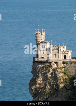 Swallow Nest veduta laterale del castello in Crimea Ucraina Foto Stock