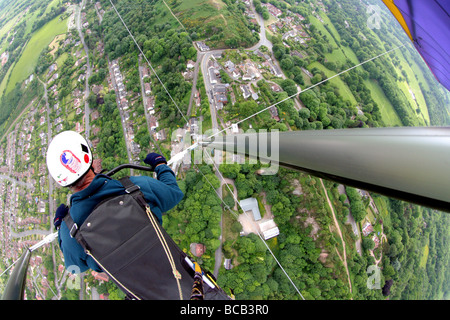 Il deltaplano su Malvern Hills WORCESTERSHIRE REGNO UNITO Foto Stock