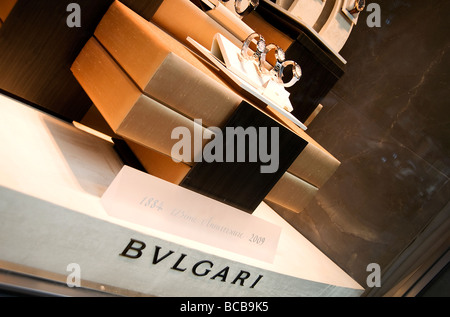 Le persone in piedi di fronte a boutique Cartier a Parigi, champs elysees Foto Stock