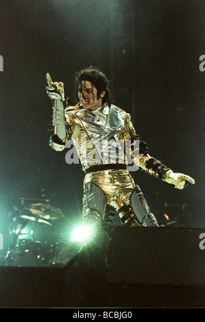 Michael Jackson visto qui il palcoscenico di Sheffield, 10 Luglio 1997 Foto Stock