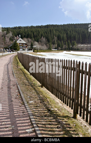 Piccola cittadina di Titisee in Germania. Sul retro massa è la foresta nera. Foto Stock