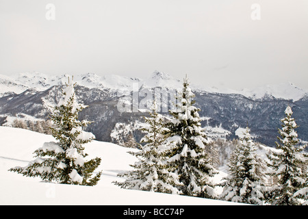 Paesaggi invernali Torgnon Aosta Italia Foto Stock