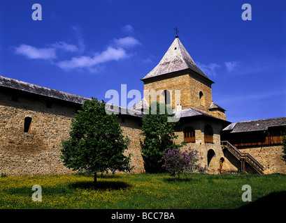 Il Monastero Sucevita, Regione Bukovina, Romania Foto Stock
