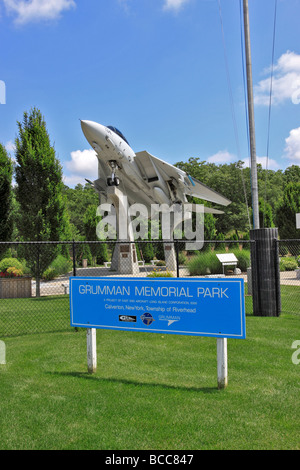 Grumman F-14 Tomcat navy jet da combattimento in esposizione permanente presso il sito di produzione originale, Calverton, Long Island, NY USA Foto Stock