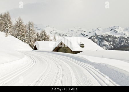 Paesaggi invernali Torgnon Aosta Italia Foto Stock