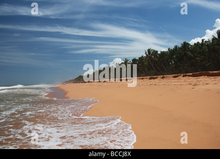 Onde che si infrangono sulla spiaggia in Kerala Foto Stock
