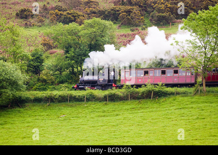 Locomotiva a vapore n. 1 "Talyllyn' tirando un treno sulla Ferrovia Talyllyn vicino Dolgoch, Gwynedd, Galles Foto Stock