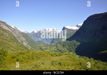 Geiranger Fjord panorama, il Monte Dalsnibba, More og Romsdal, Norvegia Foto Stock