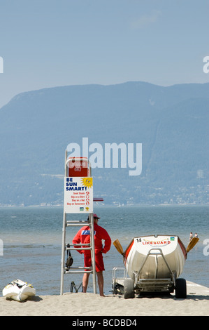 Bagnino di turno, Jericho Beach, Vancouver, British Columbia, Canada Foto Stock