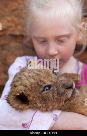 Capelli biondi bambina azienda LION CUB. Foto Stock