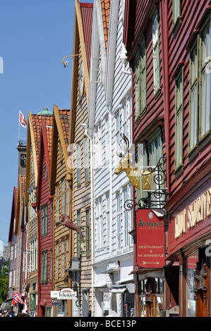 Xviii secolo nei magazzini di legno, Bryggen, Bergen Hordaland, Norvegia Foto Stock