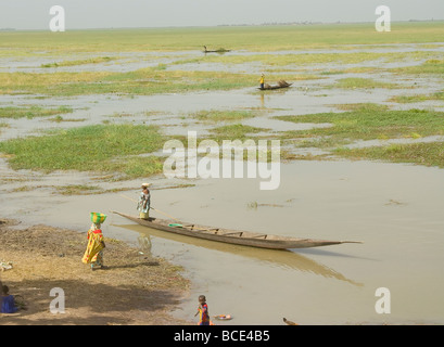 Mali. Il Sahel. Fiume Niger durante la stagione delle piogge. All'interno di delta. Foto Stock