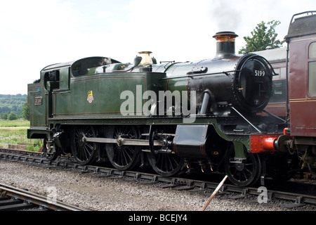 Un GWR Grande Prairie Steam loco, numero 5199, Cheddleton Foto Stock