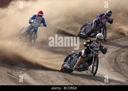 Speedway racing a Svansta race track a Nyköping, Svezia Foto Stock