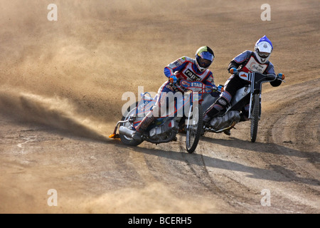 Speedway racing a Svansta race track a Nyköping, Svezia Foto Stock