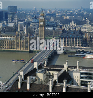 Case del Parlamento Westminster Bridge London REGNO UNITO vista aerea Foto Stock