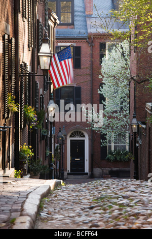 Stati Uniti d'America, Massachusetts, Boston, Beacon Hill, Acorn Street, molla Foto Stock