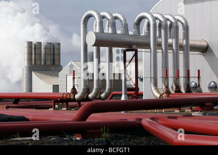 Svartsengi Power Plant, penisola di Reykjanes vicino a Keflavik, Islanda Foto Stock