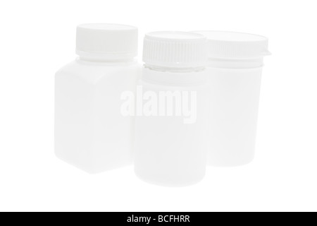 Plastica bottiglie pillola Foto Stock